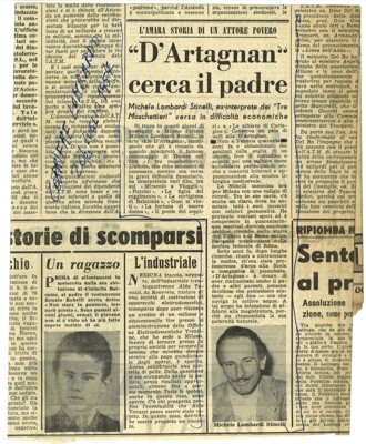 Article on D'Artagnan 1954